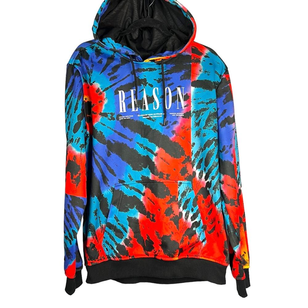 REASON Men’s Colorful Spell Out Hooded Sweatshirt   M